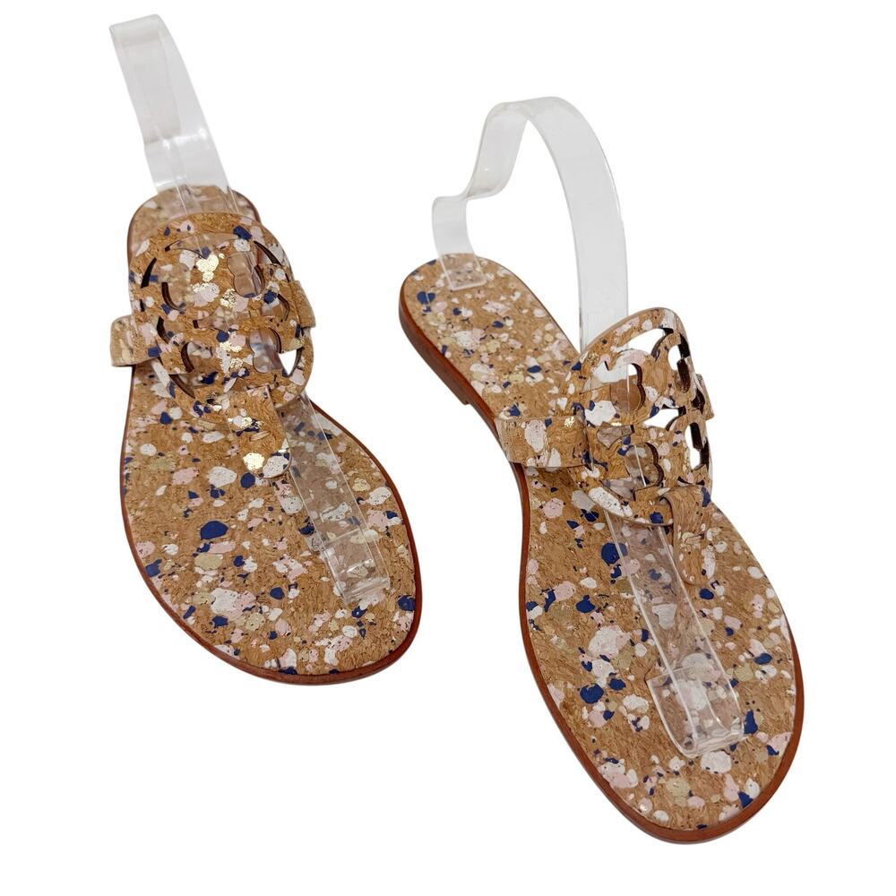 Tory Burch Miller Welt Confetti Cork Thong Sandals Size 9